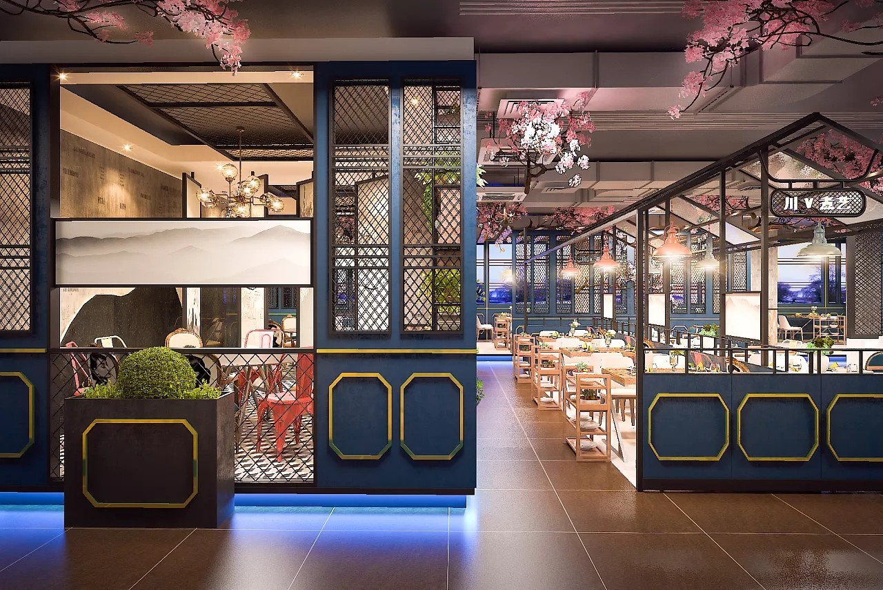 800平方桃花里主题中式餐厅效果图 - 设计案例 - 正设计